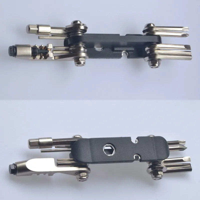 Chrome vanadium steel bicycle repair tool in black, compact 9.2x4.2x3cm combination tool