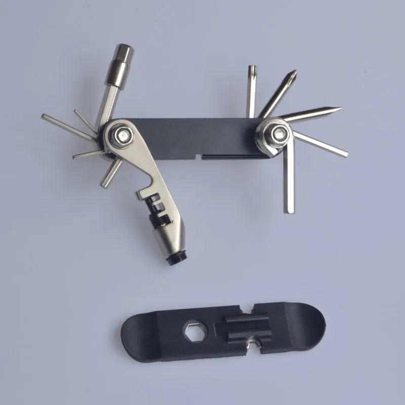 Chrome vanadium steel bicycle repair tool in black, compact 9.2x4.2x3cm combination tool