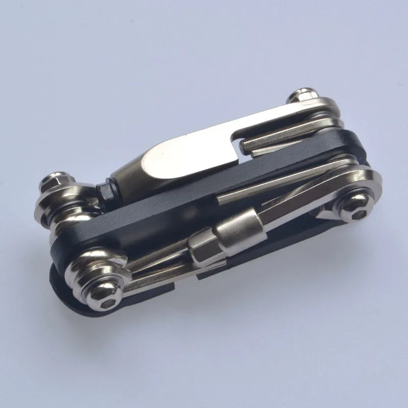 Chrome vanadium steel bicycle repair tool in black, compact 9.2x4.2x3cm combination tool