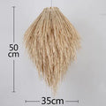 White rattan chandelier with pine cone shape, 300mm diameter, on ceiling