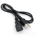 Black American standard three-pin plug power cord measuring 1.2 metres in length