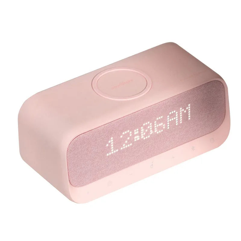 Anker Soundcore wireless charging alarm clock Bluetooth speaker in white or pink