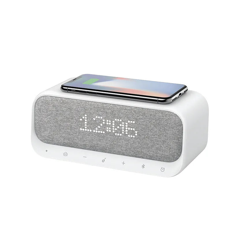 Anker Soundcore wireless charging alarm clock Bluetooth speaker in white or pink