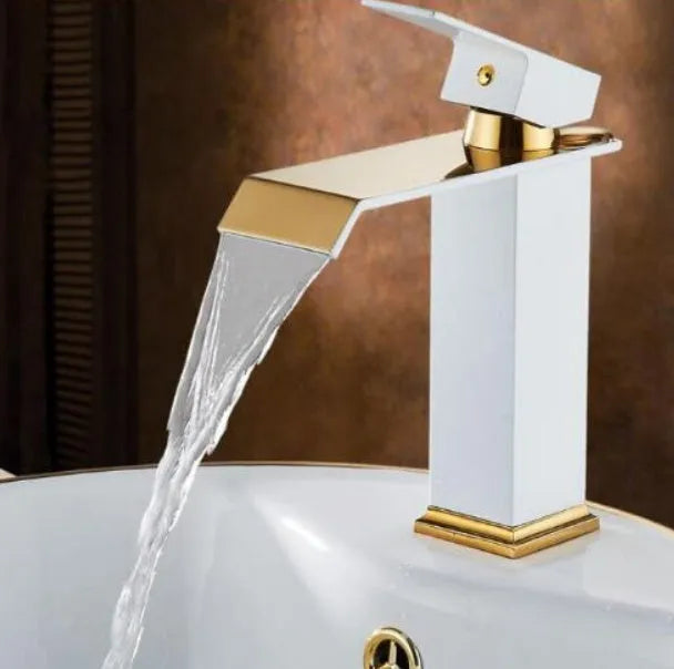 All copper brass basin faucet black white gold waterfall induction touch-free hot cold water