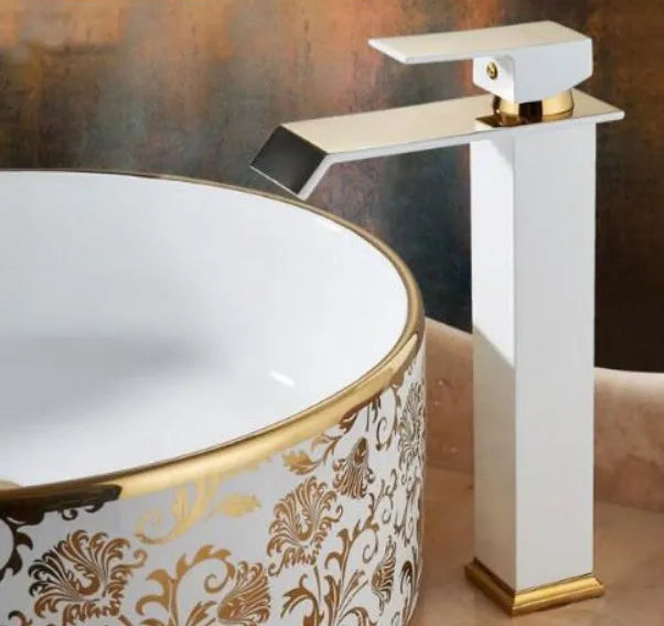 All copper brass basin faucet black white gold waterfall induction touch-free hot cold water
