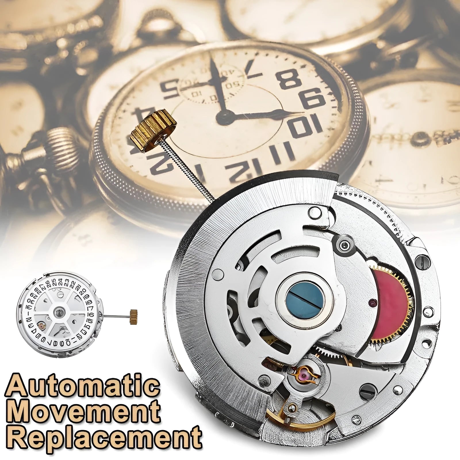 8215 automatic movement replacement in stainless steel silver 25mm for watch repair