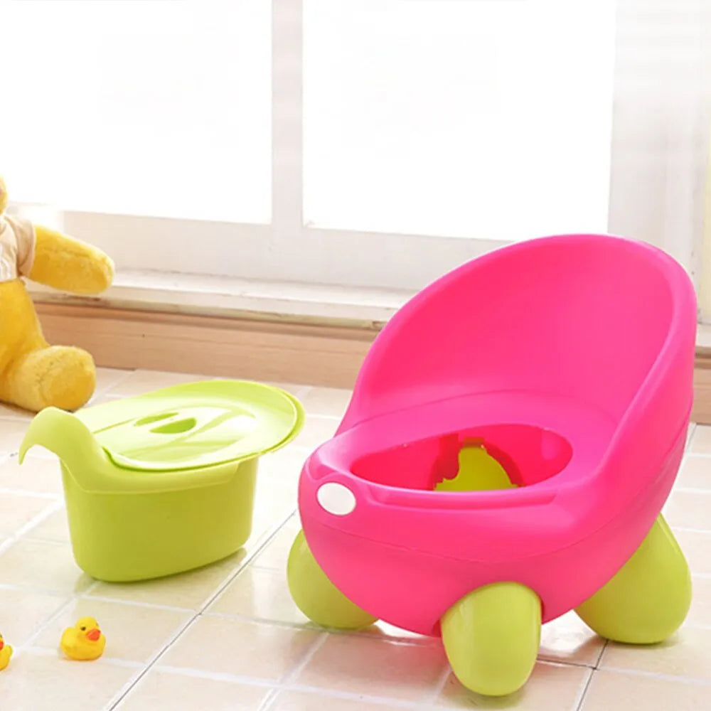 Dandan cartoon baby toilet training potty stool in assorted colours on a white background.