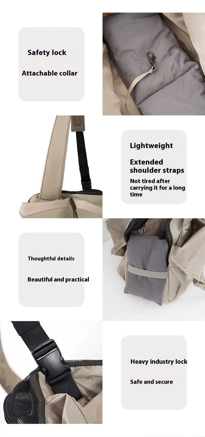 Apricot coloured cloth pet handbag for small dog transportation with 41x16x28 cm dimensions