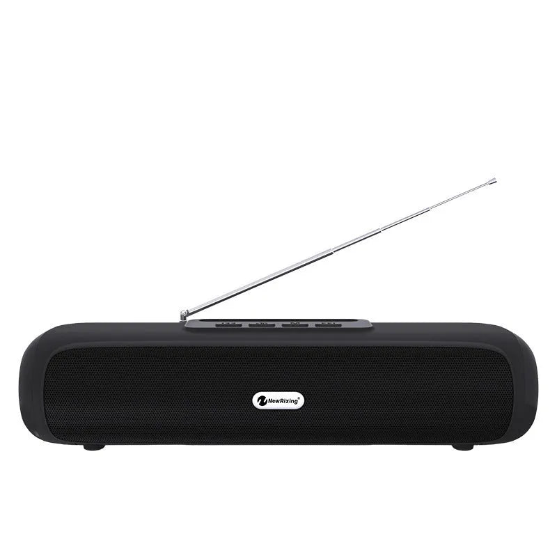 Desktop wireless long strip radio subwoofer in black, blue, red or silver grey colour options