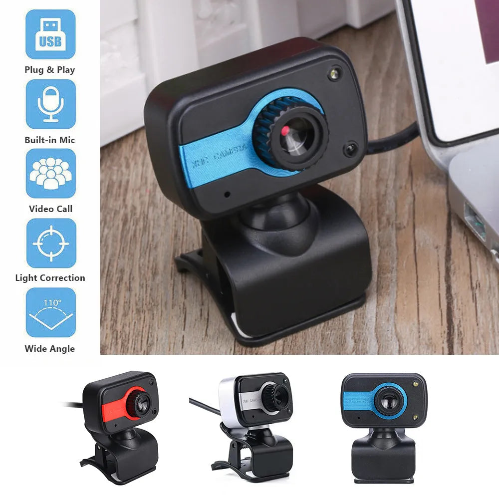 Mini driverless video camera with 12MP HD sensor, 360 degree rotation, and manual focus in blue