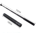 Black retractable selfie stick extended to show telescopic sections for phone photography.