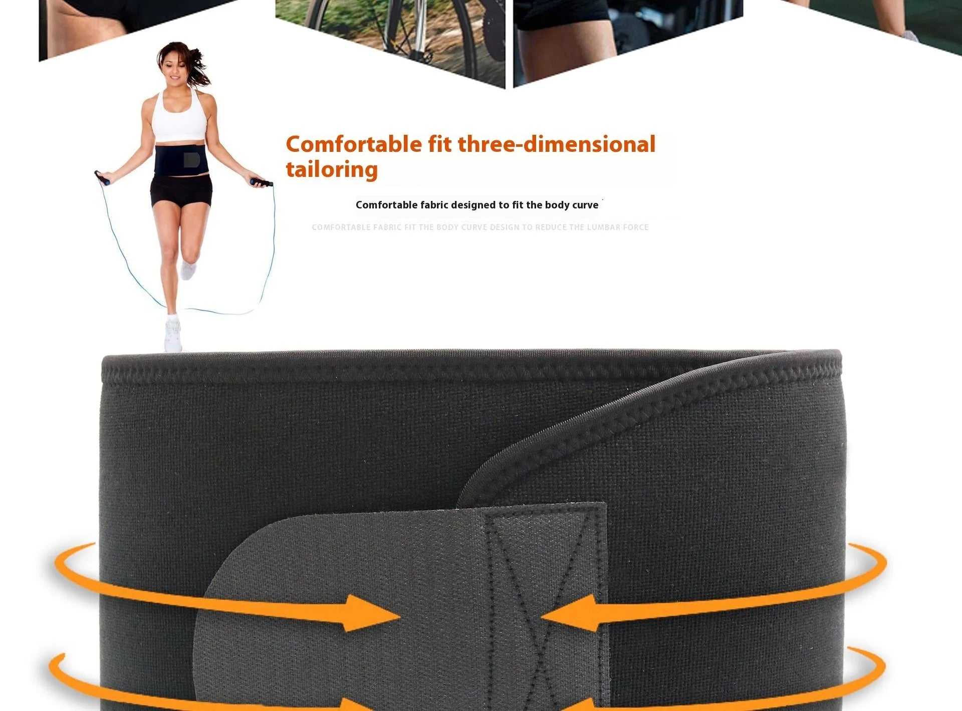 Neoprene lumbar support belt in black, blue or pink for fitness and running