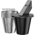 Black metal grease catcher with cover and tin foil buckets for BBQ grill fat collection