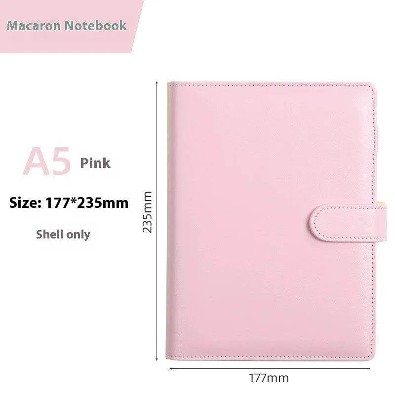 PU leather A5 zipper bag for loose-leaf binders in solid colour options