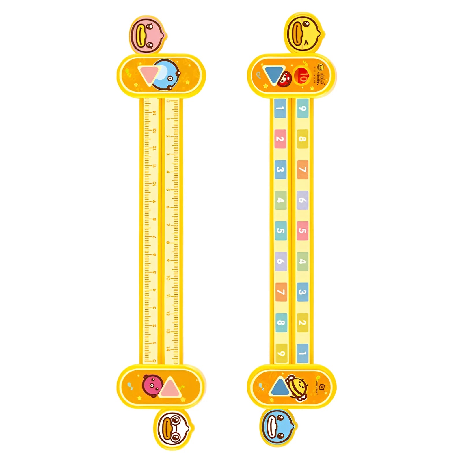 Yellow plastic children's digital decomposition ruler measuring 24.5cm for maths education