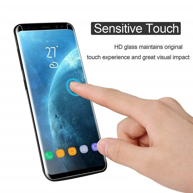3DAllglue tempered glass screen protector front film for Samsung Galaxy S9 S8 Note 9, HD anti-fingerprint