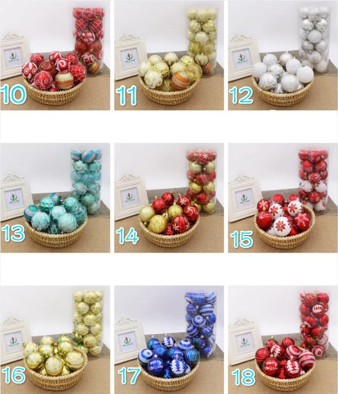 6cm hand-painted PVC Christmas ball decoration in colour variant on tree branch