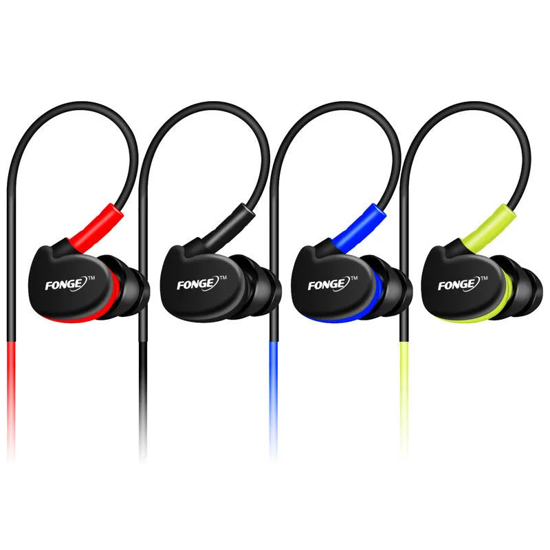 Ear-hook wired headset with microphone and 3.5mm plug, available in multiple colours
