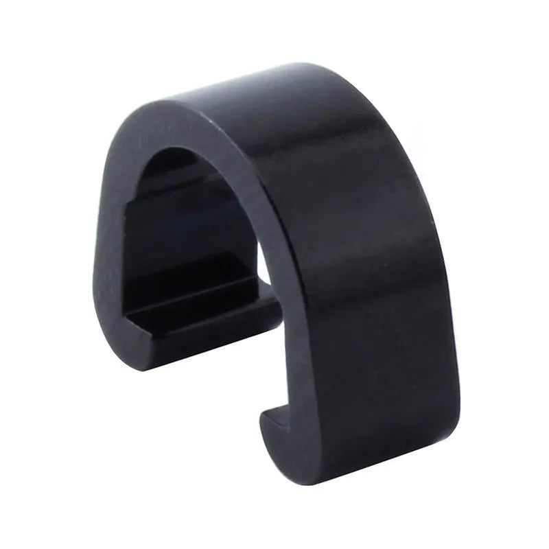 Pack of ten small aluminium alloy C-shaped buckles in assorted metallic colours on a white background.