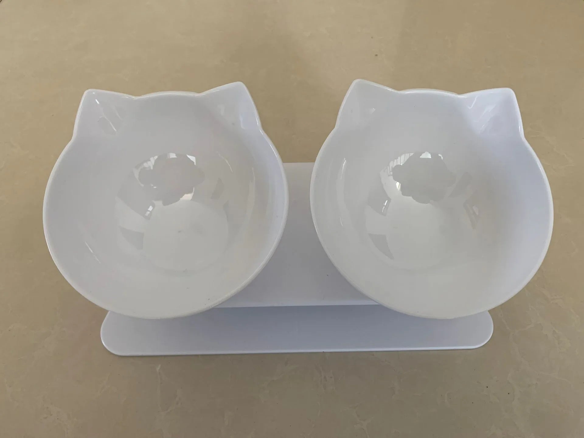 15° adjustable cat bowl set single and double food bowl PC ABS plastic anti-overfill design