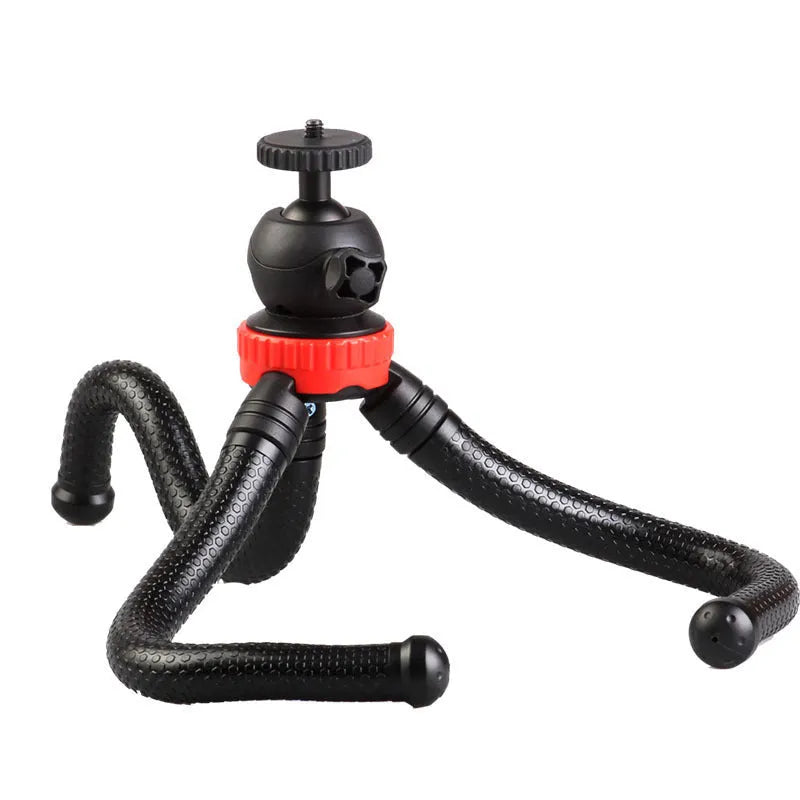 Black octopus tripod with flexible rubber legs and spherical gimbal, 30cm tall