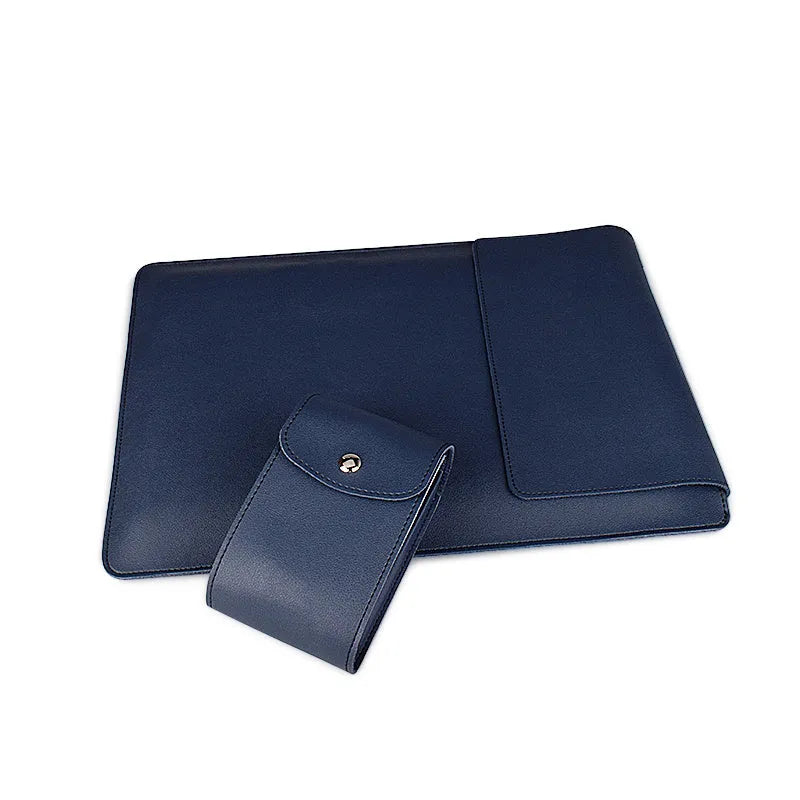 Imitation leather clamshell notebook sleeve for 13.3 or 15.6 inch laptop, black colour