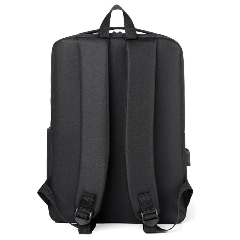 Multifunctional Oxford cloth waterproof backpack for men in solid colour, 20-35L capacity, black shown.