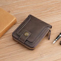 Men's PU 2-fold short wallet in black, dark brown, or light brown for card and cash storage