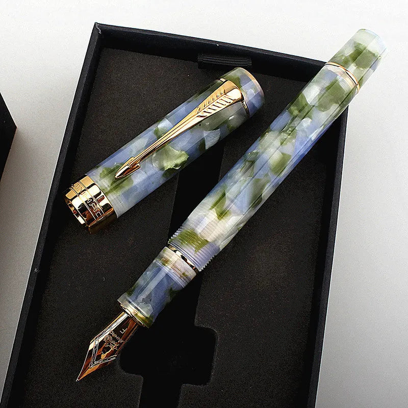 Deep bath green metal ballpoint pen shown with a choice of fine, medium, and art tip options.