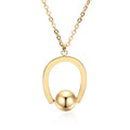 Stainless steel geometry pendant necklace with adjustable bead chain in gold or silver electroplated finish