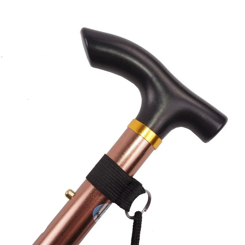 Aluminium folding cane with non-slip handle, shown extended to its adjustable height between 85-95cm.