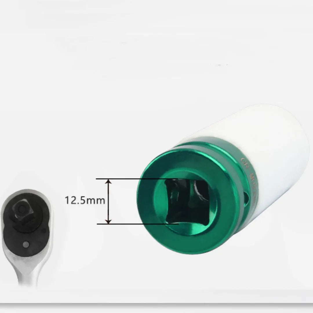 45# steel impact hexagon socket for pneumatic wrench in 17mm size on white background