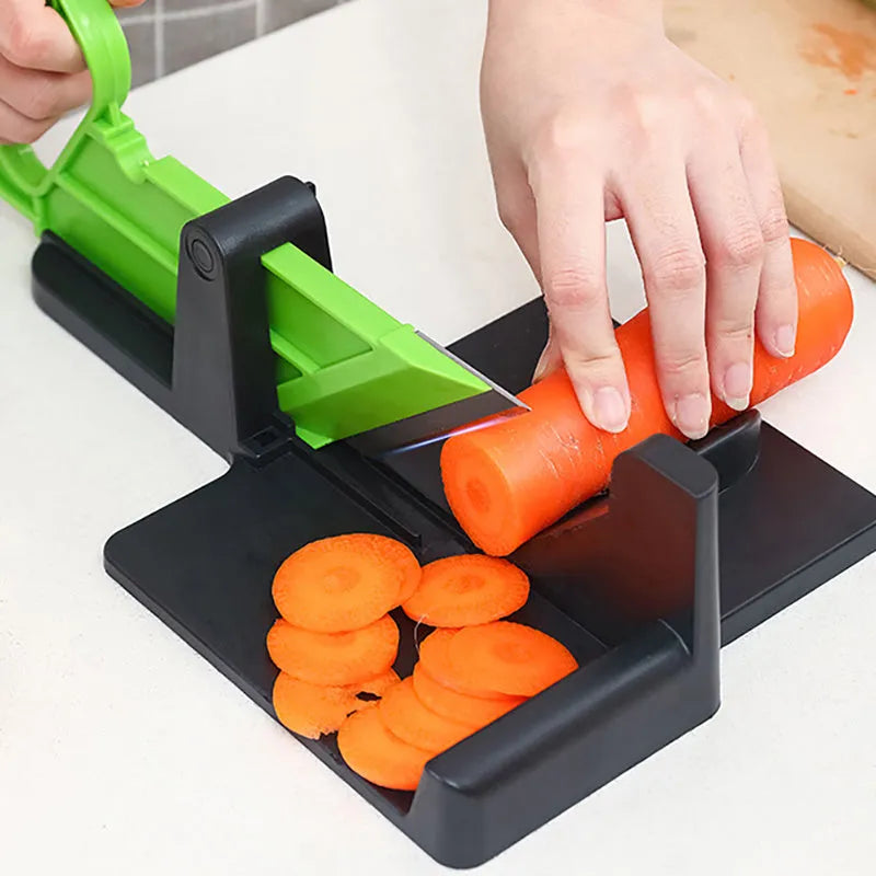 Multifunctional vegetable cutter with stainless steel blade for carrots and potatoes in green colour