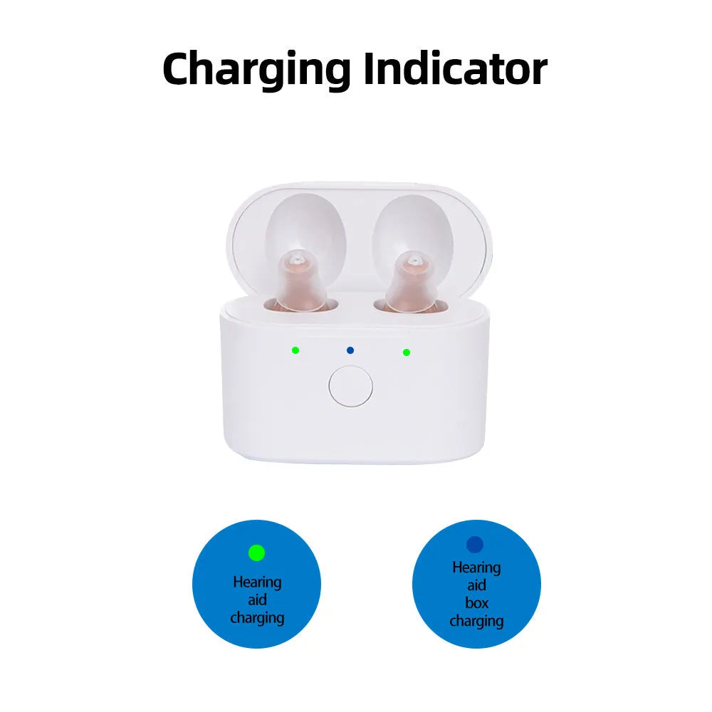 Rechargeable hearing aid with magnetic charging case and type-C interface