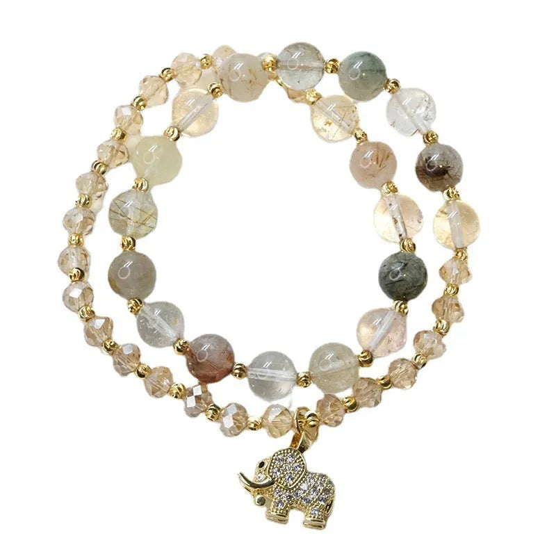 Retro colour hair crystal bracelet for women with ethnic colour matching design