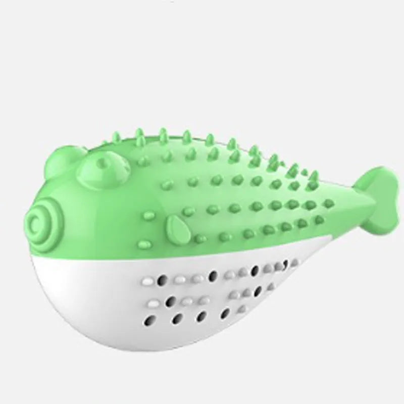 Silicone fish-shaped cat chew toy and teaser in blue, green, pink, or yellow colours measuring 12.2cm