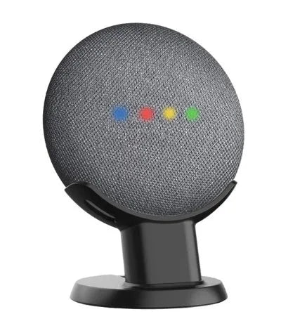 Plastic table holder stand for voice assistants in black and white options for kitchen or study use