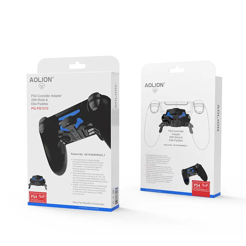 Black PS4 gamepad back button accessory with Type-C connection and 3-metre cable
