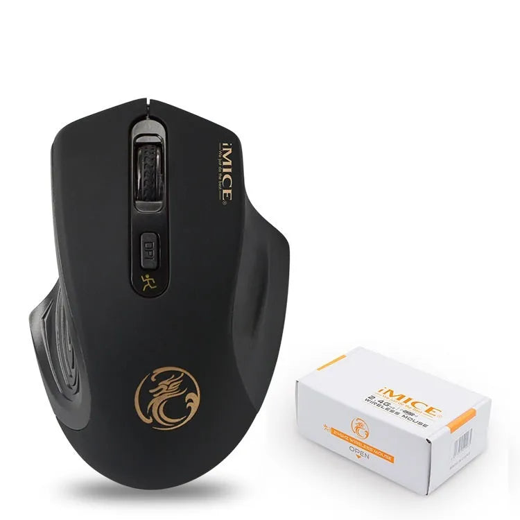 2.4G wireless mouse with ergonomic shape and USB receiver, available in four colours