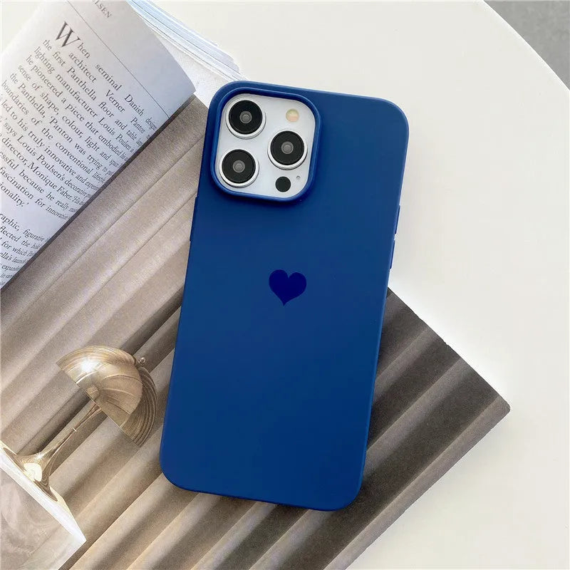 Frosted TPU phone case with love pattern for iPhone in Antique White, Black or Blue