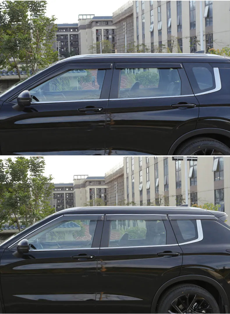 Mitsubishi Outlander side window deflectors rain guards exterior modification accessories black warrior style