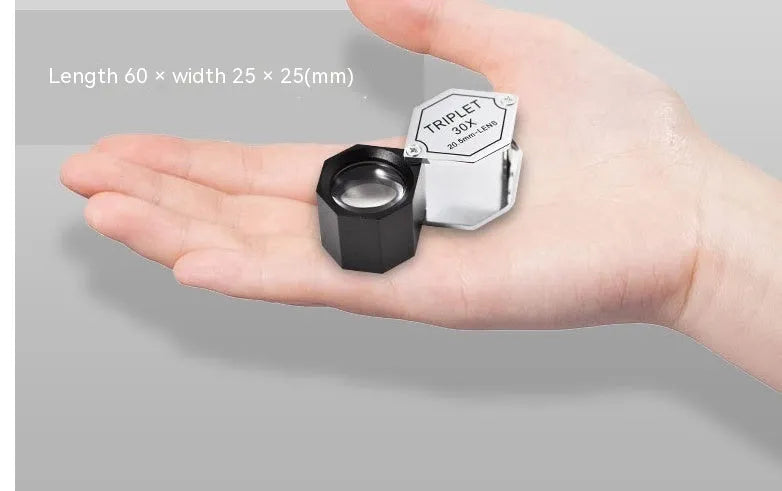 Handheld portable metal magnifying glass with optical glass lens for jewellery and coin inspection