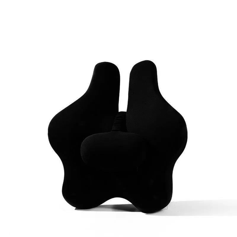 Adjustable memory foam car cushion waist support in solid colour black, 50x47x9cm
