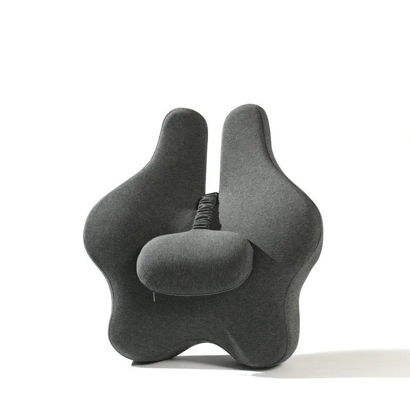 Adjustable memory foam car cushion waist support in solid colour black, 50x47x9cm