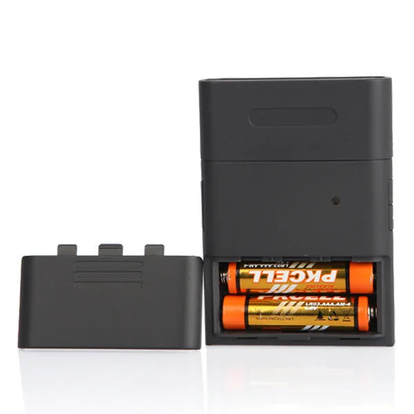 At-838 black portable respiratory alcohol detector showing BAC display, powered by AAA batteries