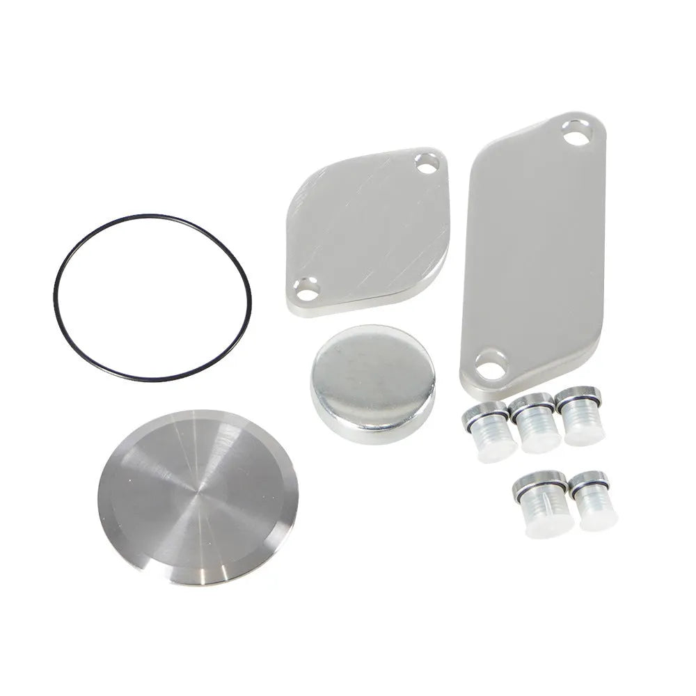 Silver aluminium alloy automotive valve cover for EGR cooler system replacement.