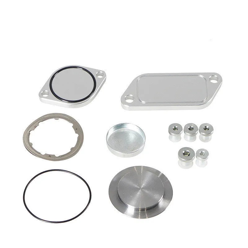 Silver aluminium alloy automotive valve cover for EGR cooler system replacement.