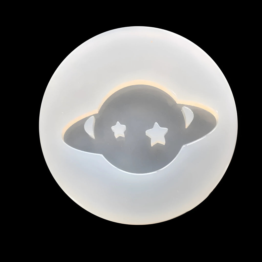 Full mirror planet DIY epoxy mould made of silicone, size 6.5 by 0.9 cm, for resin casting