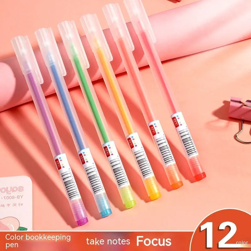 Colour boxed gel pen stationery with 0.5mm fine point plastic shell and assorted ink colours