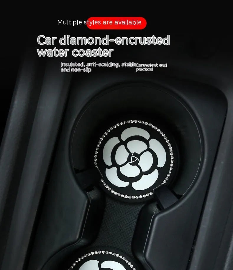 Universal PVC car water cup mat with non-slip base in four pattern options for door slot installation